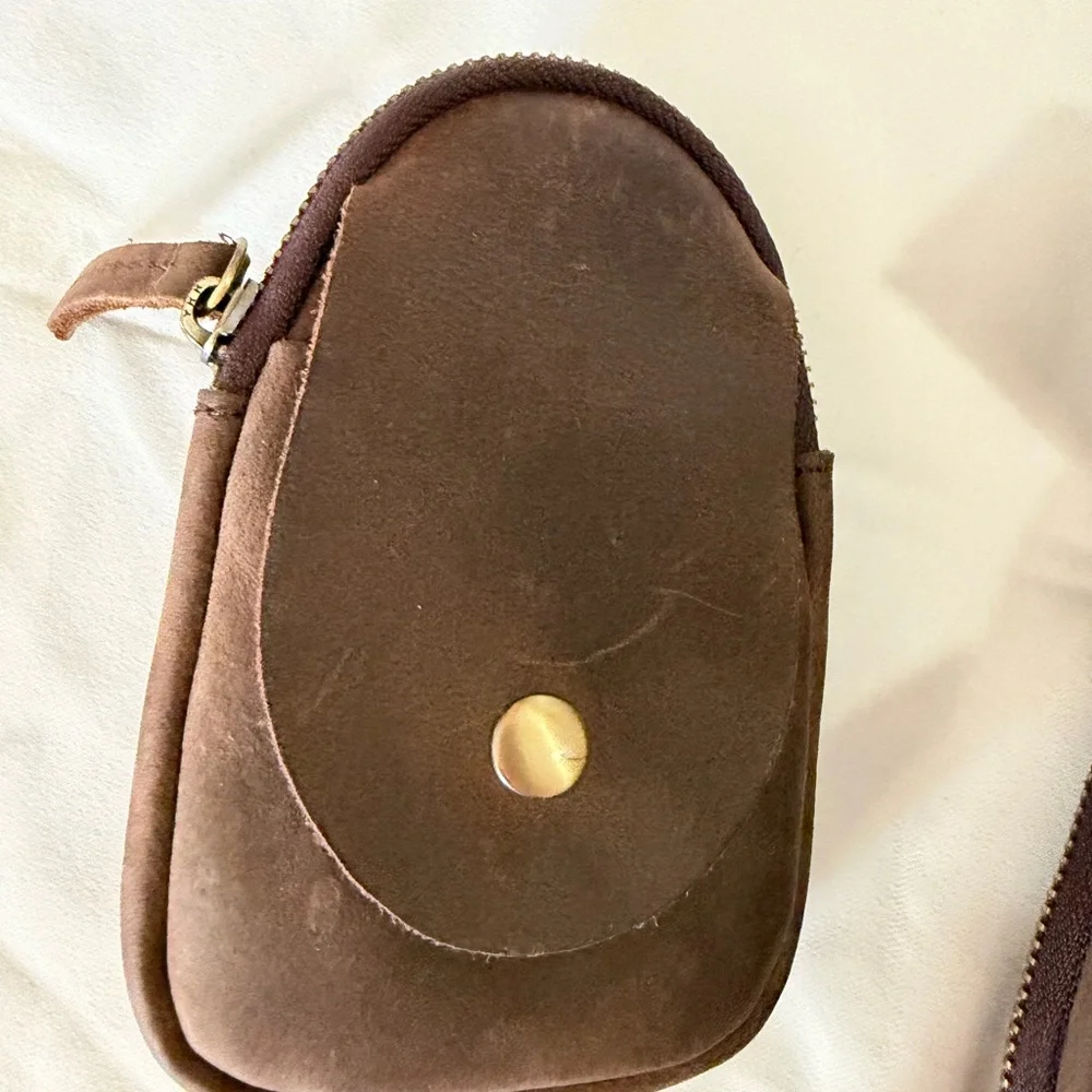 Vintage Distressed Leather Sling Backpack Crossbody Chest Bag Travel EDC Brown